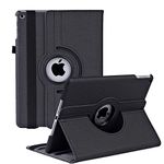 New iPad 9th / 8th / 7th Generation 10.2 Case - 360 Degree Rotating Stand Smart Cover Case Denim Fabric with Auto Wake/Sleep for Apple iPad 10.2" 2021/2020 / 2019(Black)