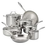 Tramontina Stainless Steel Tri-Ply Clad 12-Piece Cookware Set, Glass Lids, 80116/1012DS