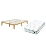 ZINUS Moiz 35 cm Wood Platform Bed Frame Memory Foam Spring Hybrid Mattress | King | Height 25 cm