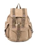 Gootium Canvas Backpack - Vintage Outdoor Rucksack Travel Day Pack, Khaki, Small