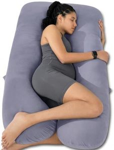 QUEEN ROSE Pregnancy Pillows, 60 Inch Cooling U Shaped Body Pillow for Sleeping, Extra Long Maternity Pillow for Pregnant Women, Body Support for Adults, with Soft Silky Cover, Blue