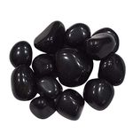 Ercole® Decorative Medium Size Polished Marble Stone Pebbles for Plant Pots Vase Fillers Aquarium Home Decor Garden Decoration (Black, Dia: 15-25mm, 3 Kg)