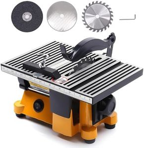 CheriMuMu Mini Portable Table Saw, 4" Miter Table Saw Bench Electric Cutting Machine Multifunctional Desktop Saws with 3 Blades for DIY Handmade Wooden Model Crafts, Metal, Ceramic Tile, Glass
