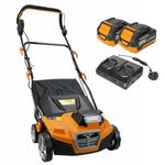 Lazy-Brush 40V Cordless Artificial Grass Power Brush - 380mm Lawn Sweeper - 5 Depth Settings - 50L Collection Bag - Inc. 2 x 4.0Ah Batteries & Dual Charger - Lifts & Revives Turf