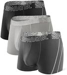 Separatec Mens Bamboo Rayon Ultra-Breathable Underwear Soft Dual Pouch Boxer Briefs Trunks for Men Boxer Homme 3 Pack(L,Black/Dark Gray/Gray)