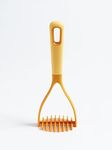 eKu Upcycle Masher - Kitchen Utensils Made from 100% Upcycled Materials - Silicone Grip Handle, Non-Scratch Potato Mashers, High Heat Resistant & Dishwasher Safe - Easy to Use and Clean - Mustard