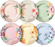 Brew To A Tea BTaT- Porcelain Floral Plates, 8 inch, Set of 6, Royal Dessert Plates, Appetizer Plates, Floral Plates, Salad Plates, Small Plates, Small Plates Set, Small Dishes, Dinnerware, BQD10