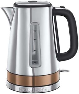 Russell Hobbs Luna Stainless Steel & Copper 1.7L Cordless Electric Kettle (Quiet & Fast Boil 3KW, Removable Washable Anti-Scale Filter, Easy Push Button lid, Perfect Pour spout) 24280