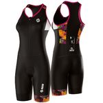 SLS3 Triathlon Suits Women - Durable AG Tri Suit Women, High Performance Design - Breathable Quick Dry Womens Trisuit, No Shelf Bra (Flora, Medium)