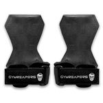 Gymreapers Weight Lifting Grips (Pair) for Heavy Powerlifting, Deadlifts, Rows, Pull Ups, with Neoprene Padded Wrist Wraps Support and Strong Rubber Gloves or Straps for Bodybuilding (Black, Medium)