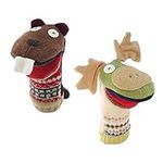 Cate & Levi - Wool Puppet Sets - Made in Canada - Movable Mouths - Safe for All Ages (Set of 2 - Beaver, Moose)