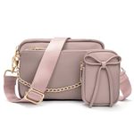 UTO Crossbody Bags for Women 3 in 1 Multipurpose Bowknot Shoulder Purse with Detachable Coin Pouch Chain Adjustable Strap CA