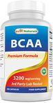 Best Naturals BCAA Branch Chain Amino Acid, 3200mg per serving, 200 Capsules - Pharmaceutical Grade - 100% Pure Instantized Formula | Pre/Post Workout Bodybuilding Supplement | Boost Muscle Growth