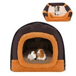 Guinea Pig Bed House Warm Hamster Rabbit Hideout Large Cave Cozy Hamster House with Removable Pad Soft Hideout Cage Winter Nest Accessories for Small Animal Pet Guinea Ferret Rats Hedgehog Chinchilla