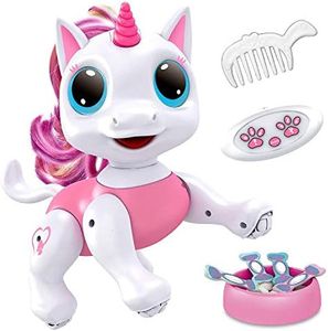 Power Your Fun Unicorn Robo Pets Unicorn Toy for Girls and Boys - Remote Control Robot Toy with Interactive Hand Motion Gestures, STEM Toy Program Treats, Walking, Dancing Robot Unicorn Kids Toy Pink