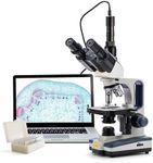 SWIFT 40X-2500X Trinocular Compound Lab Microscope with 3MP Camera and Slides, Mechanical Stage, Abbe Condenser