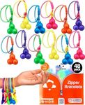 UpBrands 48 Upgraded Pop-It Zipper Bracelets For Kids, ADHD Fidget Toys, Fidgets For Kids, Anxiety Relief Fidget Toys, Kit For Halloween Trinkets, Goody Bags & Easter Eggs Hunt Fillers