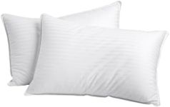 Dreamaker Hotel Collection Cotton Sateen Striped Cover Microfibre Pillow Hypo-allergenic Anti-dust mite Designed to Support Neck, Side, Stomach, and Back Sleepers - Standard Size 73x48cm (Pack of 2)