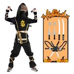 Halloween Ninja Costume for Boys Kids Ninja Dress Up & Pretend play with Deluxe Ninja toys