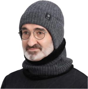 BSHITWO Beanie for Men, Winter Hat and Neck Warmer Set, Ear Flap Fleece Lined Knit Cap, Windproof Cold-Proof Less Static, Soft Warm Comfortable Snow Cap for Daily Wear, One Size, Gray