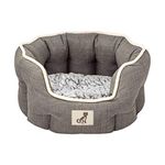 allpetsolutions Alfie Range Dog Bed - Warm, Fleece-Lined Machine Washable Dog Bed with Raised Rim - Calming Pet Sofa & Home Lounger with Extra Soft Reversible, Removable Pillow Cushion - Large, Brown