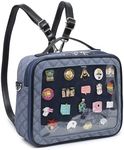 RAINBOW SMILE Ita Bag Backpack Crossbody Bag Kawaii Pin Display Bag Denim PU Messenger Shoulder Bag, 35-dark Blue/Black