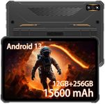 HOTWAV R7 Rugged Tablet Android 13, 15600mAh 10.1 Inch HD+ 12(6+6Virtual) GB+256GB/(2TB TF) Waterproof Tablet PC, 16MP Octa-Core IP68&IP69K/Dual SIM 4G/5G WiFi/Face ID/GPS/OTG/Widevine L1 (Orange)