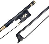 SURVEAL Violin Bow 4/4 Professional Carbon Fiber Bows for Fiddle Round Stick with Mongolian Horse Hair Ebony Frog Carved Beautiful Sound Size 4/4 (4/4, Black)