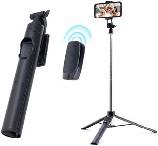 65" Cell Phone Selfie Stick Tripod,Smartphone Tripod Stand All-in-1 with Integrated Wireless Remote,Portable,Lightweight,Extendable Phone Tripod for 4''-7'' iPhone and Android (65‘’)