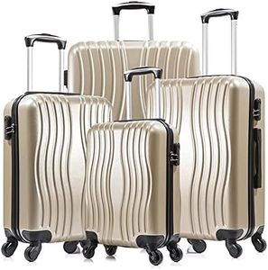 Apelila Hardshell Luggage 4 Piece ABS Luggages Sets With Spinner Wheels Hard Shell Suitcases Free Backpack (Champagne Gold 2)