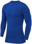 Men's Compression Shirts Long Sleeve Athletic Workout Top, Rash Guard Base Layer Sports Undershirt - Crew Neck - Dazzling Blue, Small