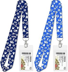 Cruise Lanyard Essentials for Ship Cards [2-Pack] in 2024 & 2025 Cruise Lanyards with ID Holder, Key Card Detachable Badge & Waterproof Ship Card Holders (Blue & Royal Blue)