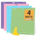 Cutting Mats for Cricut - Lya Vinyl 4 Pack Variety Cutting Mats 12x12 INCH, Cutting Mats for Permanent Vinyl(StandardGrip, LightGrip, StrongGrip, FabricGrip) for Explore Air Series & Accessories