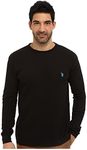 U.S. Polo Assn. Men's Long Sleeve Crew Neck Solid Thermal Shirt, Black, Medium