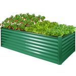 SogesHome Galvanized Raised Garden Bed 8ftX3ftX1ft Outdoor Galvanized Planter Boxes Rectangular Large Metal Planter Box Steel Kit for Vegetables, Fruits, Flower (Grass Green, 8ftX3ftX1ft)