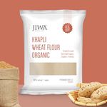 Jiwa Cold Pressed Organic Khapli Wheat Flour / Atta| Emmer Wheat Chakki Ground Flour | High In Fiber | Premium Whole Wheat Flour | Easy to Digest |Low Gluten Ancient Grain | Certified Organic Atta | 100% Natural | 1 kg