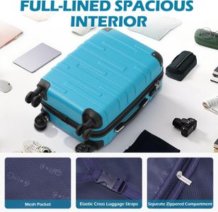 COOLIFE Hard Shell Suitcase, Turquoise, Large