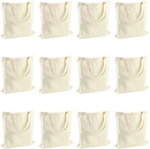 Belinlen 12pack Blank Tote Canvas Bags, 15x16Inch Cotton Tote Bag, Economical Cotton Shopping Bags Bulk,Suitable for DIY, Promotion, Gift, Shopping,Daily Use.