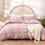 Lekesky Pink King Size Duvet Cover Sets 3pcs Boho Striped Pattern Bedding Sets, Soft Microfibre Pink King Size Duvet Cover with Matching Pillowcases Zip Closure, King 230x220cm (Pink, Striped)