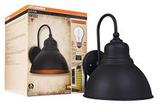 Sylvania 60061 Dover Sconce Light Vintage Fixture, LED, Flush Mount, Dimmable Bulb Included, Antique Black