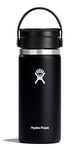 HYDRO FLASK - Travel Coffee Flask 473 ml (16 oz) - Vacuum Insulated Stainless Steel Travel Mug with Leak Proof Flex Sip Lid - BPA-Free - Wide Mouth - Black