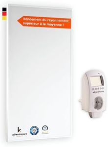 Könighaus Chauffage d’appoint infrarouge - 1200 W avec ✓ Double protection anti surchauffe ✓ Radiateur à température en 2 à 4 min ✓ Pour un montage mural ✓ themostat