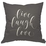 AOYEGO Live Laugh Love Throw Pillow Cover Inspirational Quote Saying Artistic Font Words Phrase Classic Grey Pillow Case 18x18 Inch Decorative Men Women Room Cushion Cover for Home Couch Bed