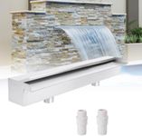 GarveeLife Pool Fountain Stainless Steel Pool Waterfall Spillway 23.6" x 4.5" x 3.1"(W x D x H), Outdoor Fountain with Pipe Connector for Garden Patio Swimming Pool Decoration