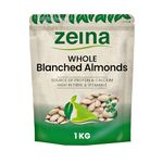 Zeina Whole Blanched Almonds (1Kg) - Blanched Almond Nuts with Minerals, Protein, Vitamin E and Fibre for Home Baking, Vegan Approved