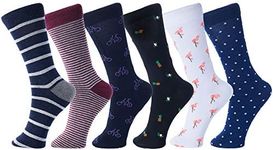 Alpine Swiss Mens Cotton 6 Pack Dress Socks Striped & Argyle Weekend Pack