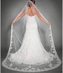 Ursumy Gorgeous Wedding Lace Veil Floral Long Cathedral Veils for Brides Soft Tulle Bridal Veils with Comb 118" (Ivory)