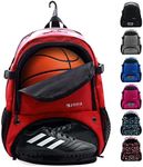 Zoea Large Basketball Bag - Backpack for Basketball, Soccer & Volleyball Football Gym Includes Shoe & Ball & Laptop Compartment (Red)