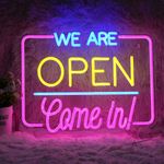 We Are Open Come In Neon Sign Dimmable Open Come In Led Neon Lights for Wall Decor 16.9*13 Inch Light Up Sign Powered By USB Open Neon Light Signs for Business Shop Hotel Restaurant Bar Decor Light