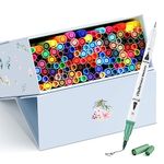 Ohuhu Brush Pen 120 Colors Water-based Sketch Pen Set for Artists No Bleeding Dual Tips Fineliner & Brush Drawing Pens Art Marker for Kids Adults Sketching Calligraphy Journal School - Maui - White